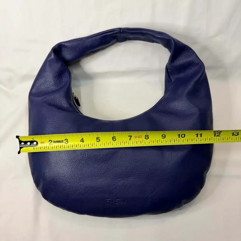 Fred Segal Blue Pebbled Leather Hobo Shoulder Bag Handbag